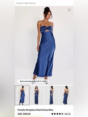 Princess Polly Blue Satin Dress